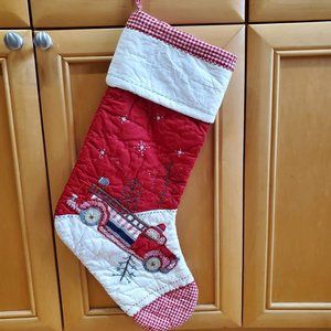 Pottery Barn Kids Holiday Quilted Icon Stocking FIRE TRUCK